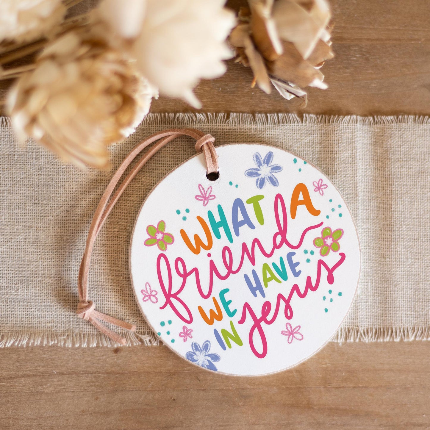 4" Round Ornament-What A Friend We Have In Jesus -3