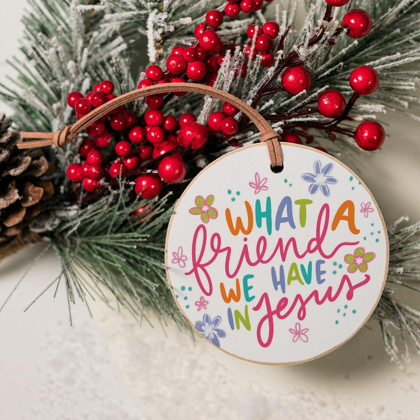 4" Round Ornament-What A Friend We Have In Jesus -4