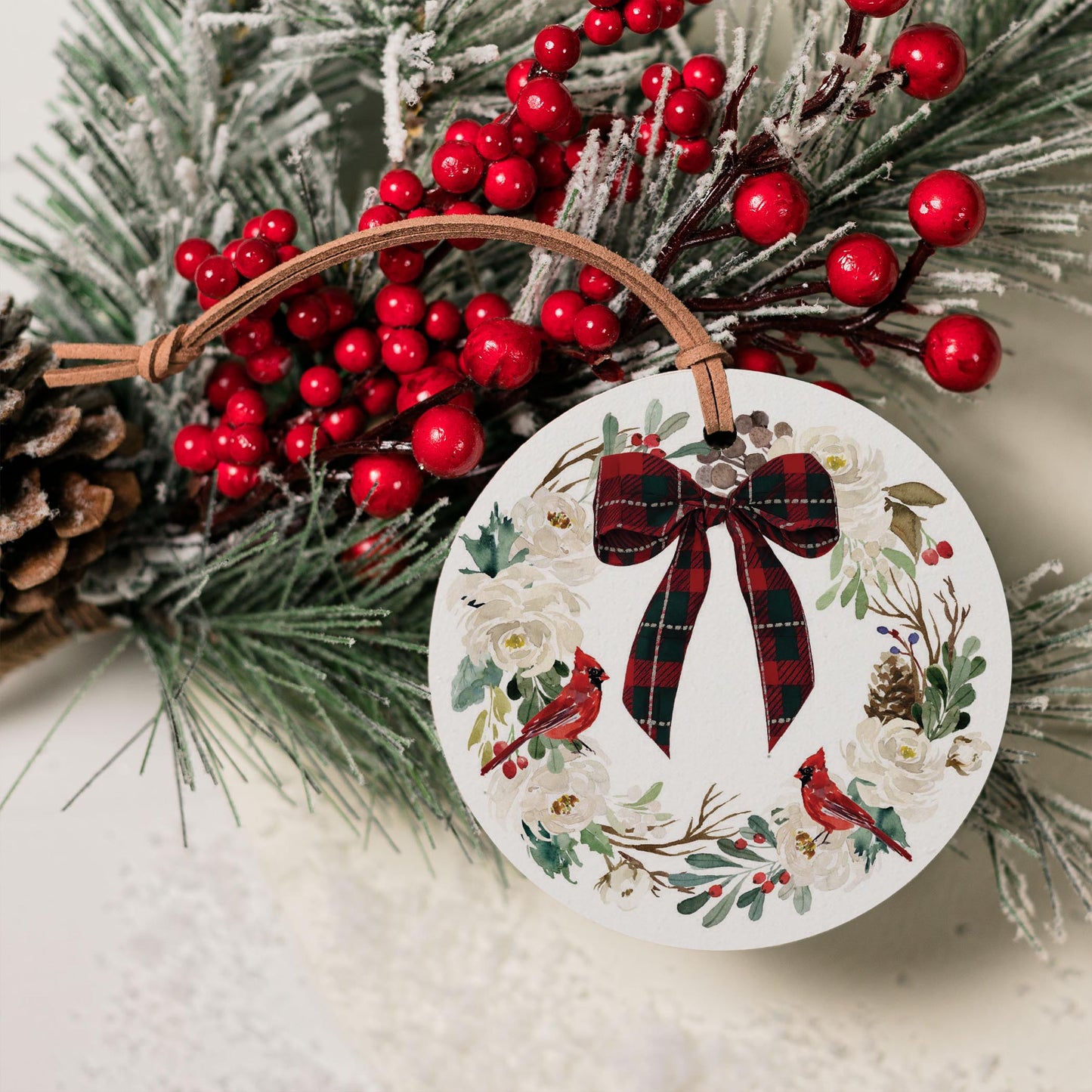 4" Round Ornament-Luxe Tartan -4