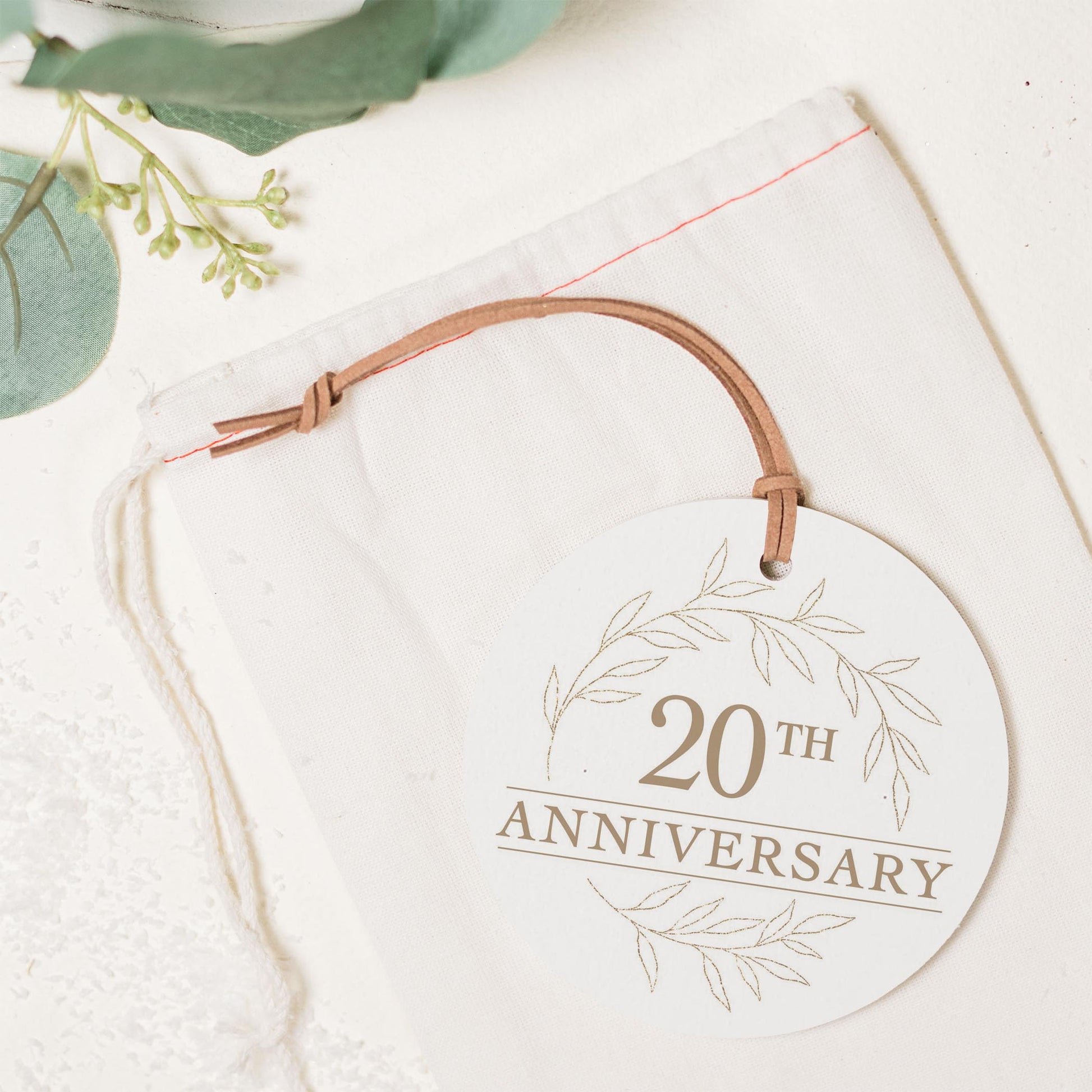 4" Round Ornament-20th Anniversary Wreath -1