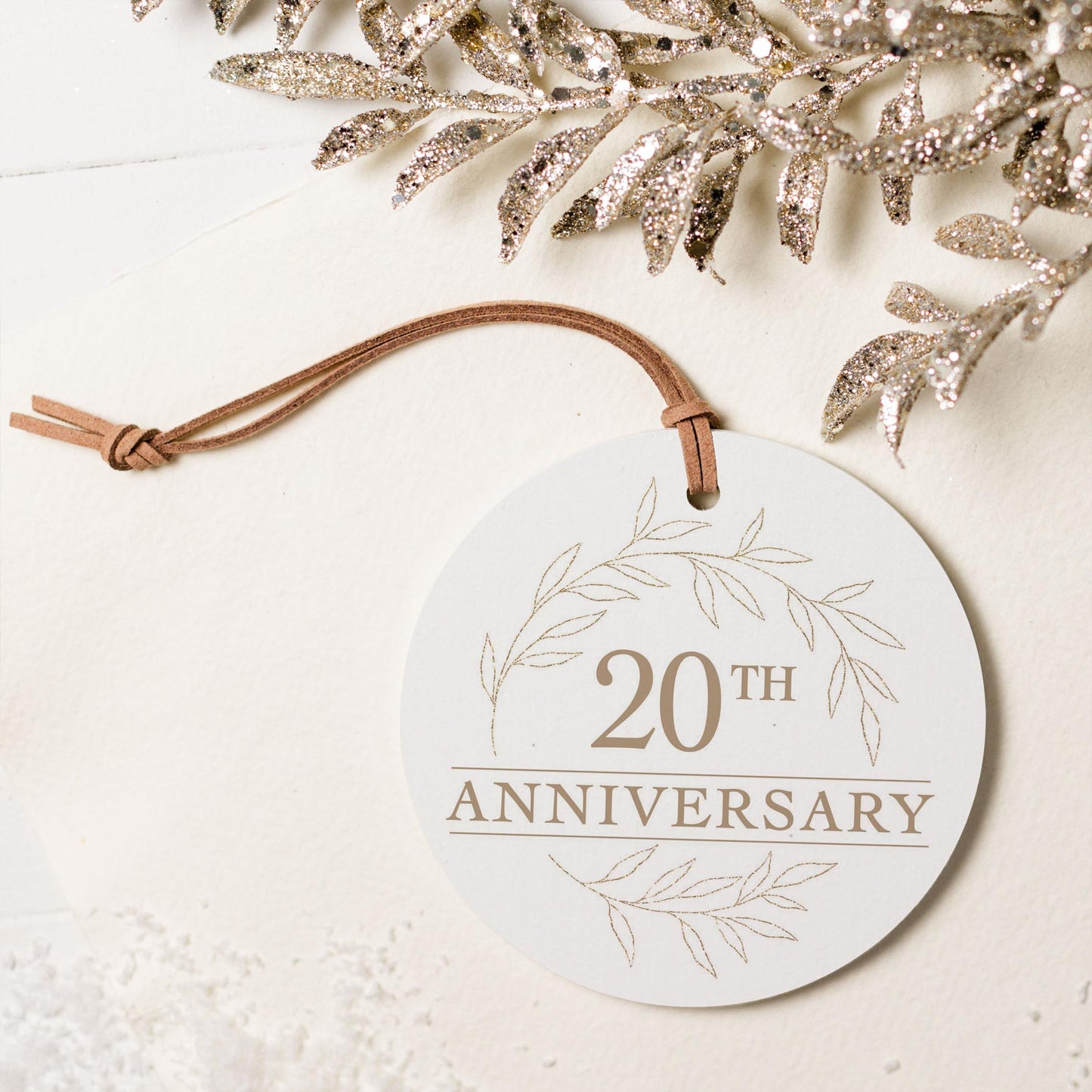 4" Round Ornament-20th Anniversary Wreath -5