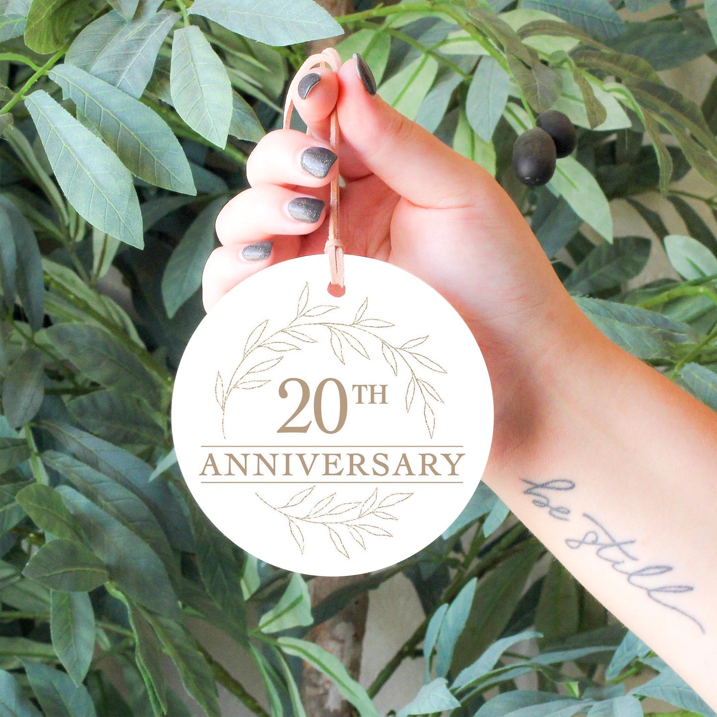 4" Round Ornament-20th Anniversary Wreath -6