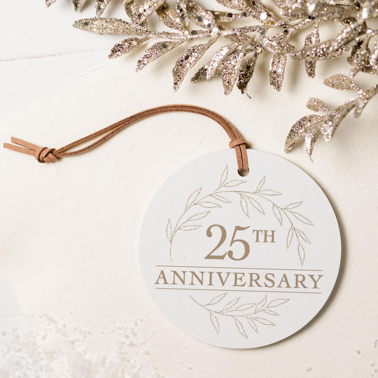 4" Round Ornament-25th Anniversary Wreath -5