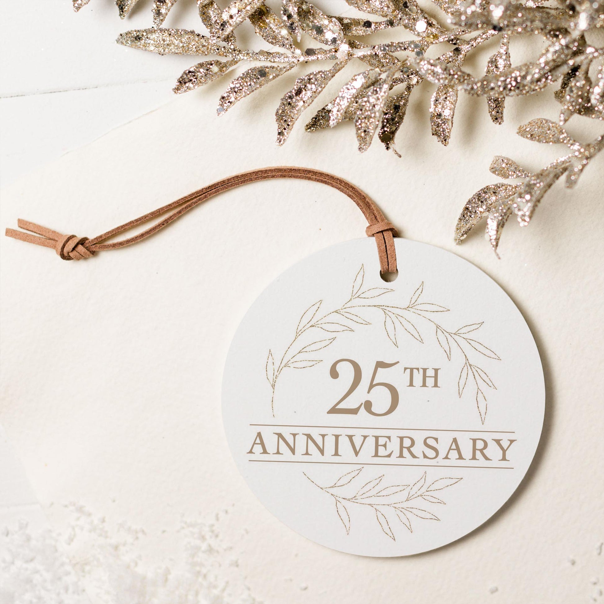 4" Round Ornament-25th Anniversary Wreath -5