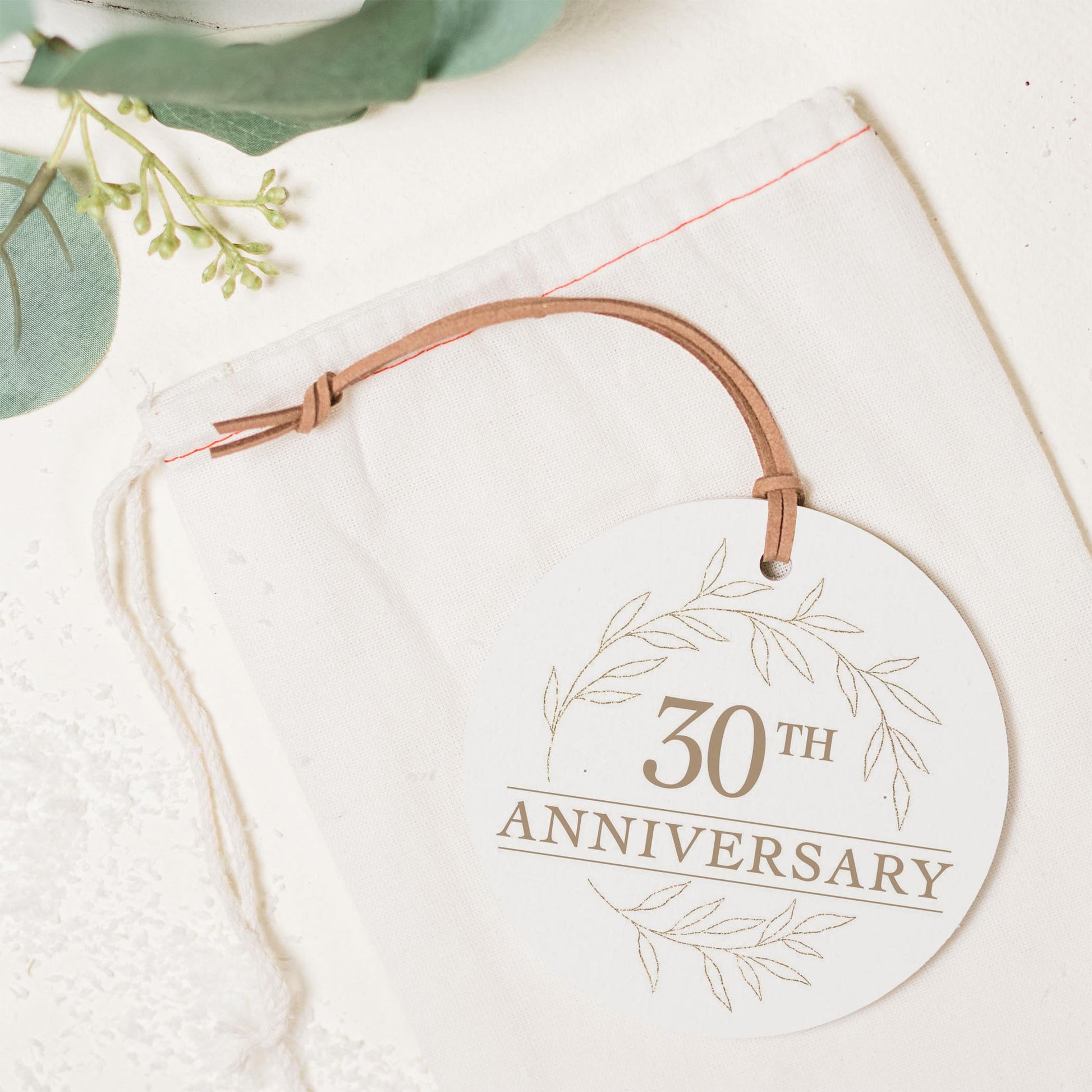4" Round Ornament-30th Anniversary Wreath -1