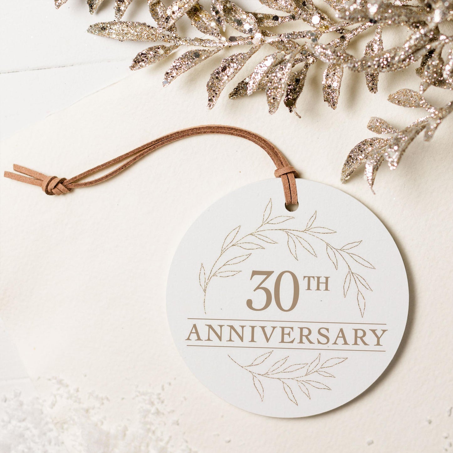 4" Round Ornament-30th Anniversary Wreath -5