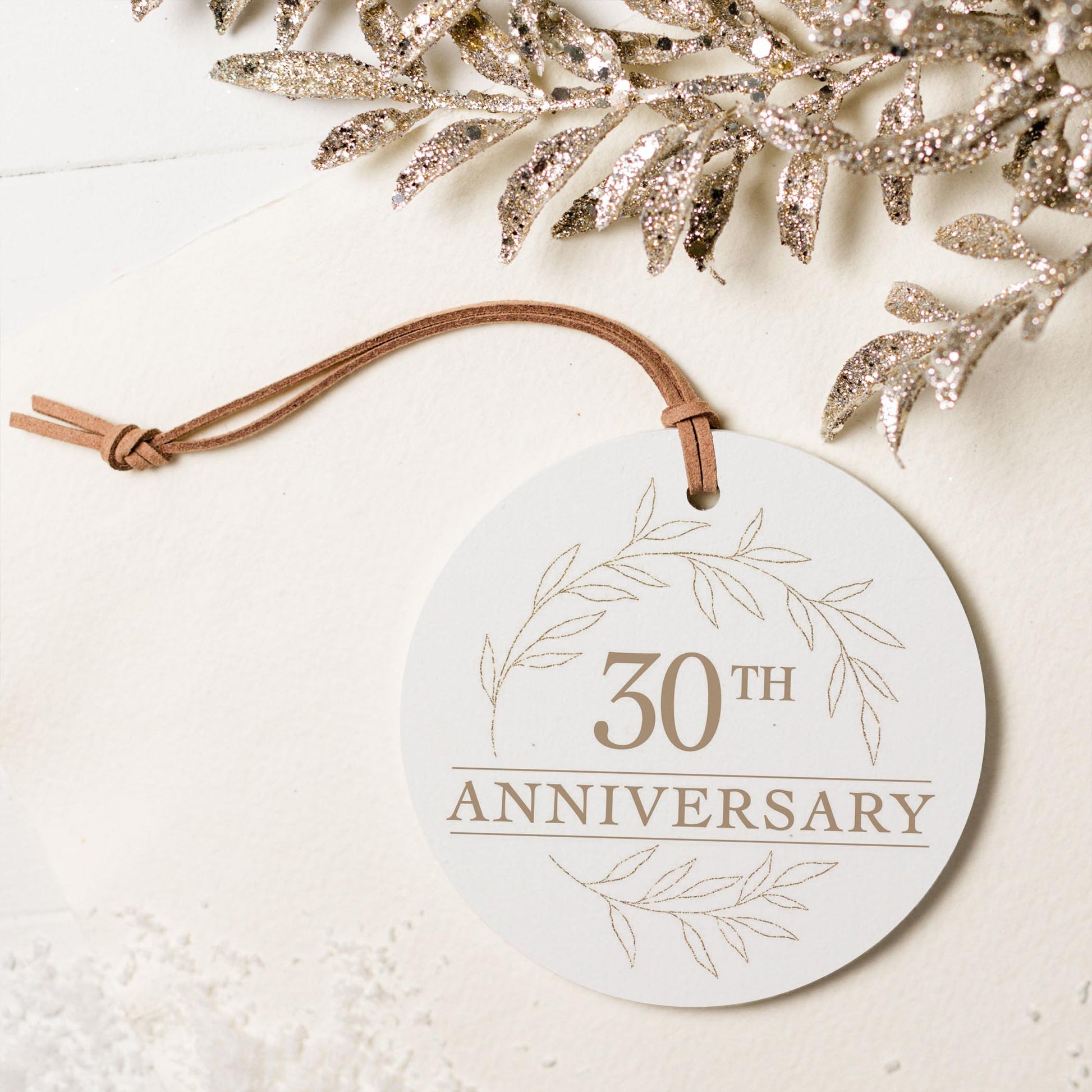 4" Round Ornament-30th Anniversary Wreath -5