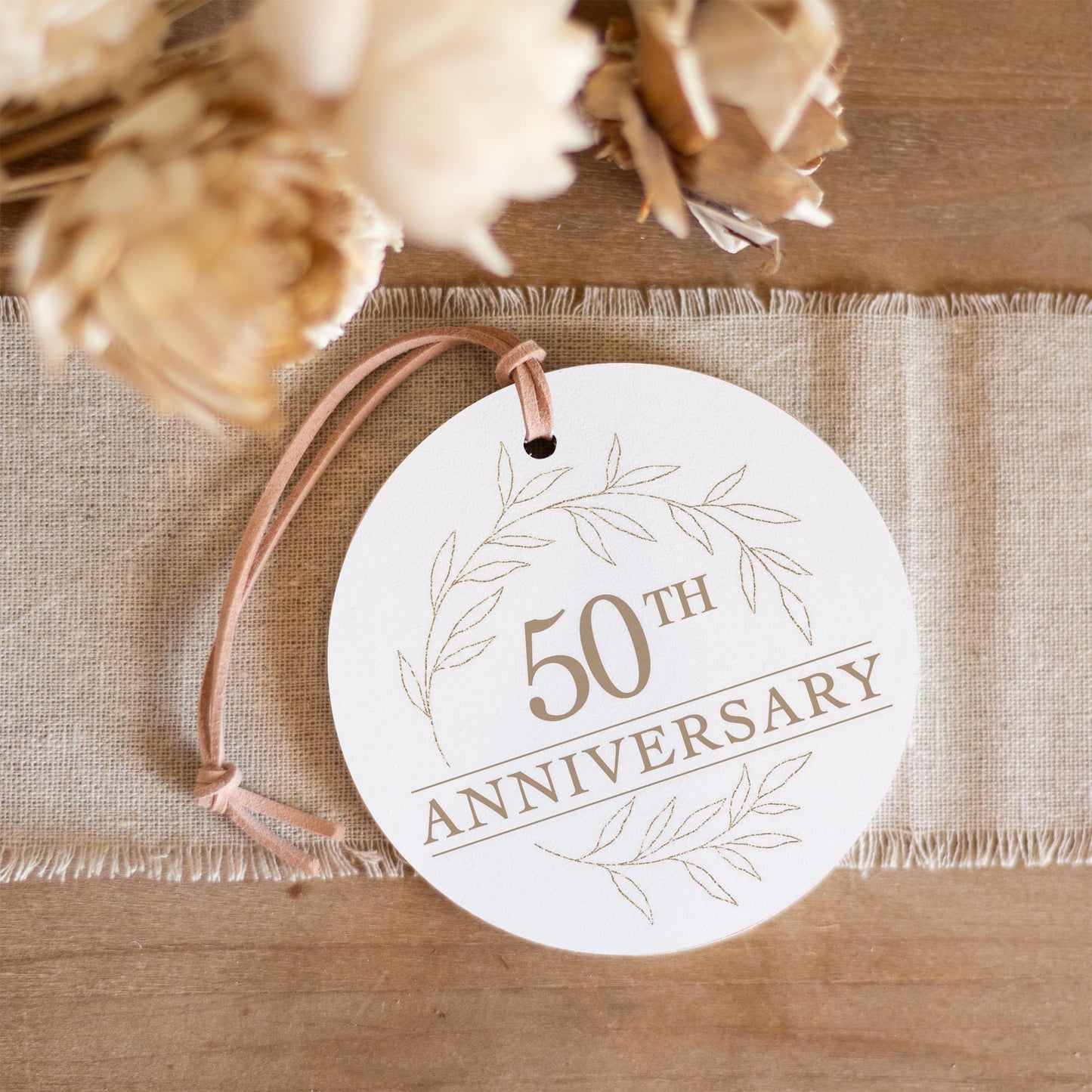 4" Round Ornament-50th Anniversary Wreath -3