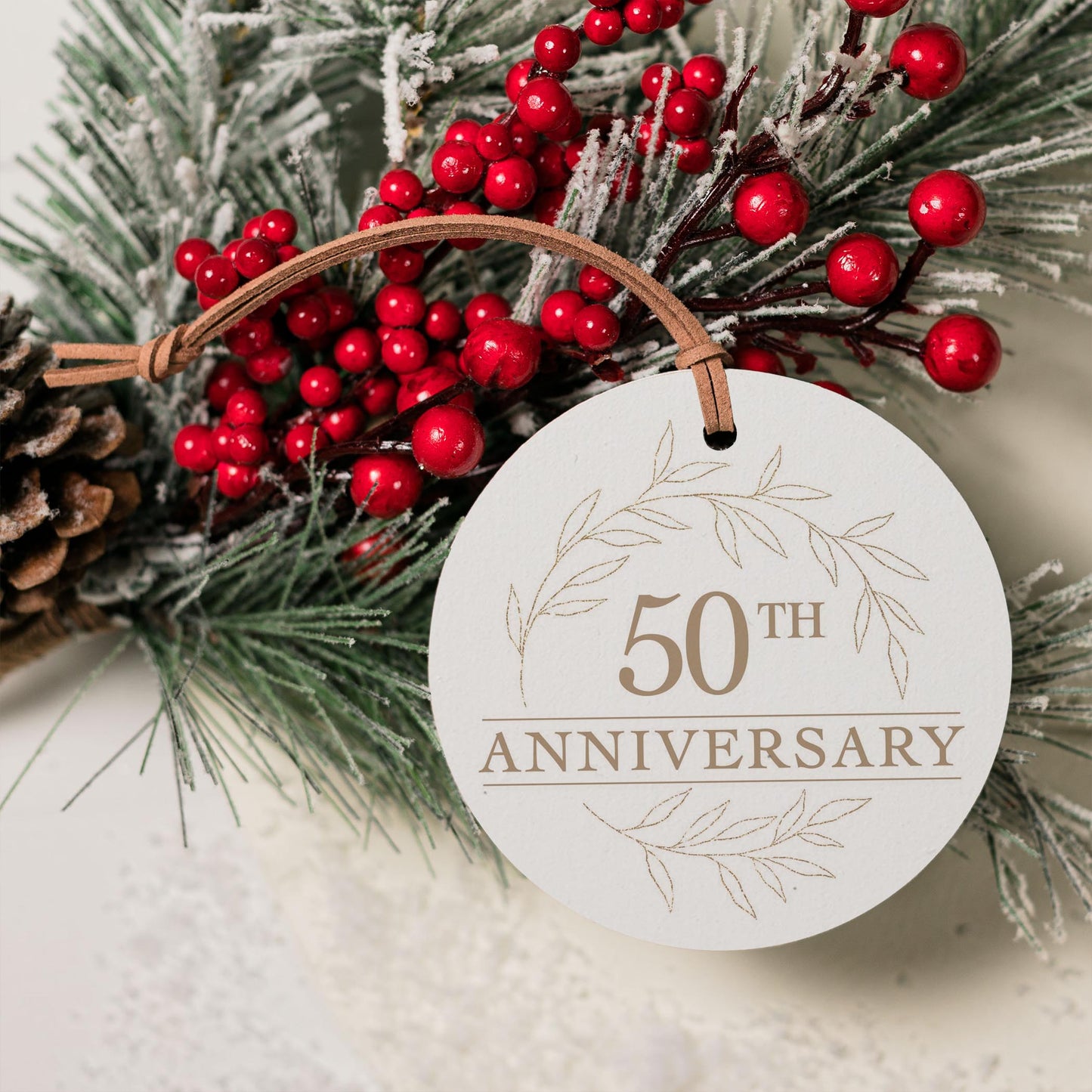 4" Round Ornament-50th Anniversary Wreath -4