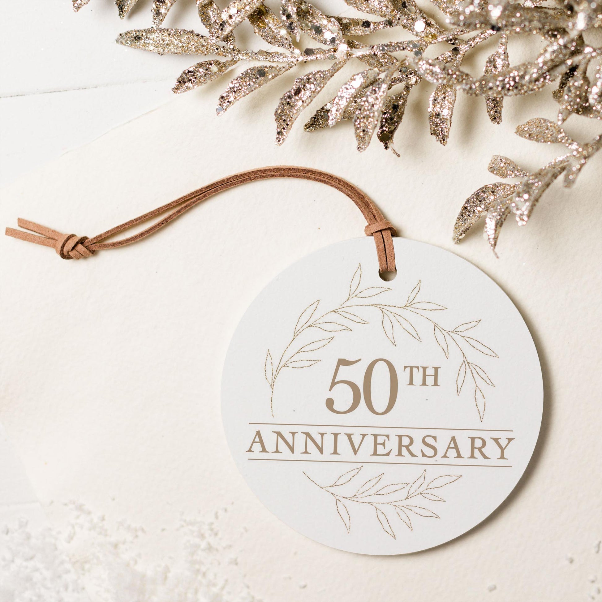 4" Round Ornament-50th Anniversary Wreath -5
