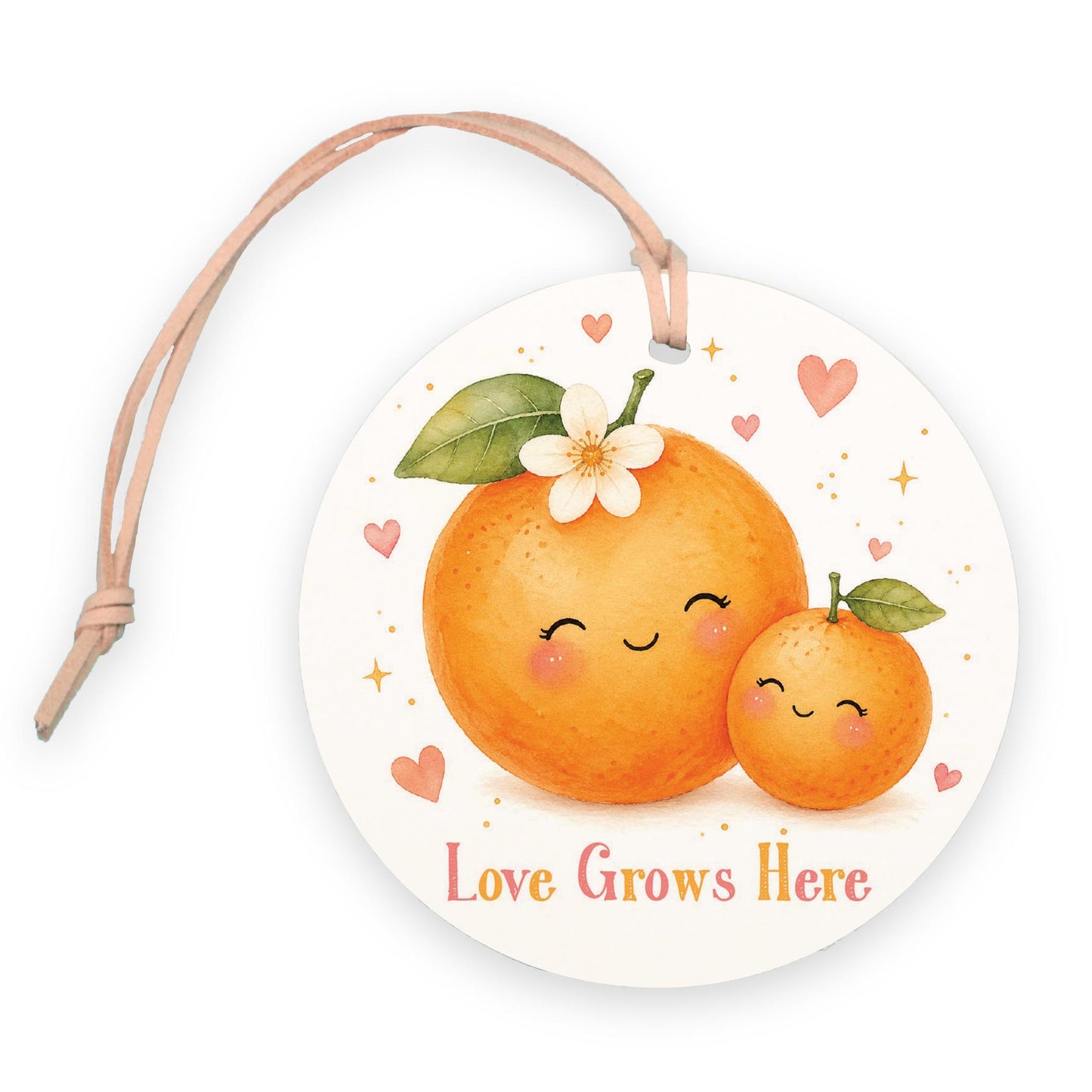 4" Round Ornament-Baby Orange Love Grows Here -0