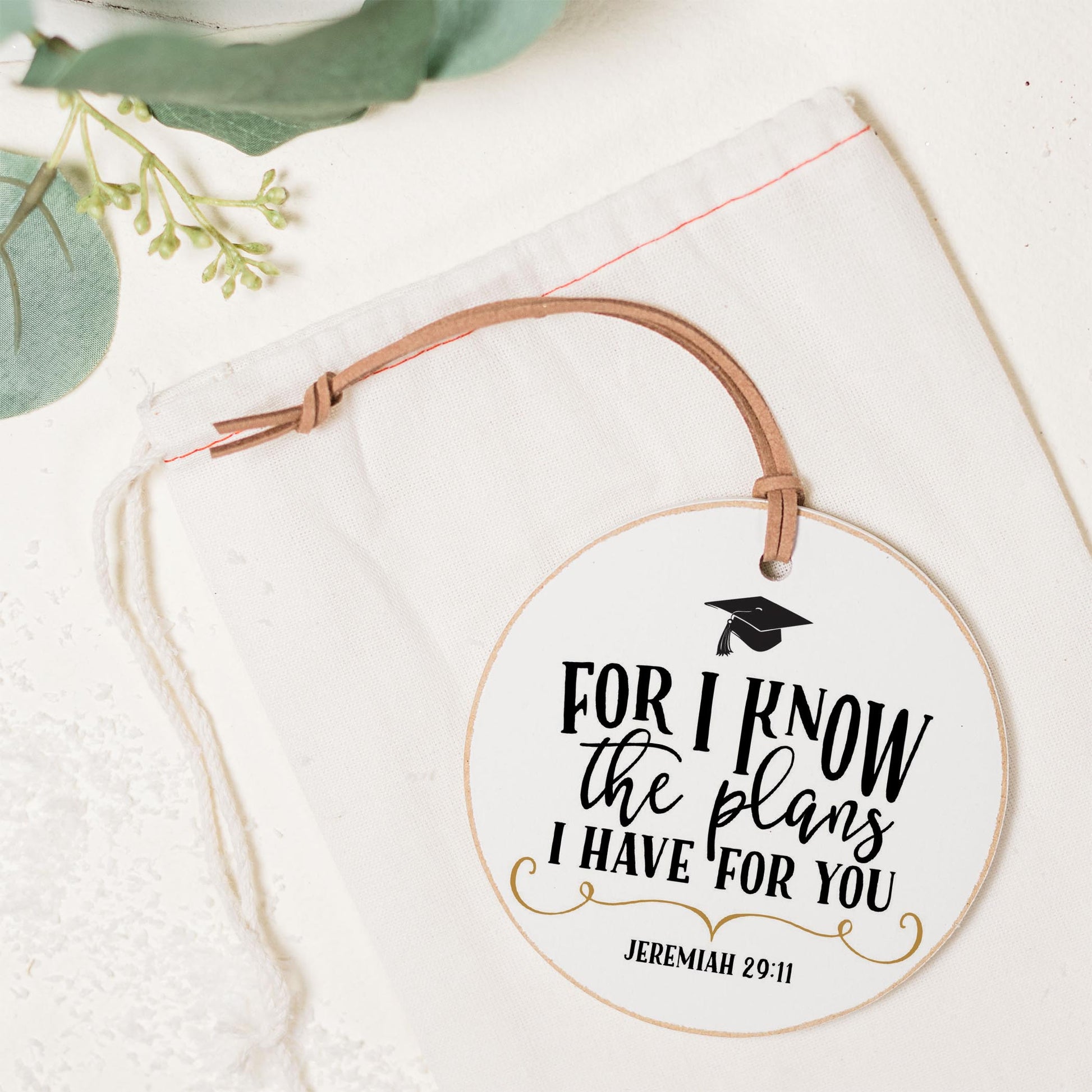 4" Round Ornament-For I Know The Plans Gradutation Cap -1