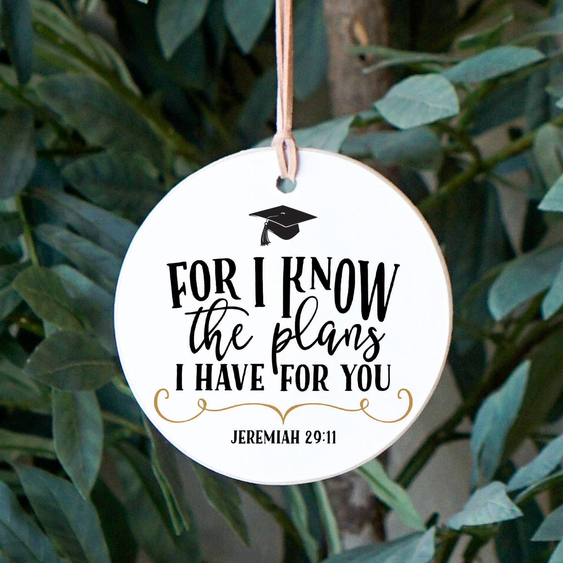 4" Round Ornament-For I Know The Plans Gradutation Cap -2