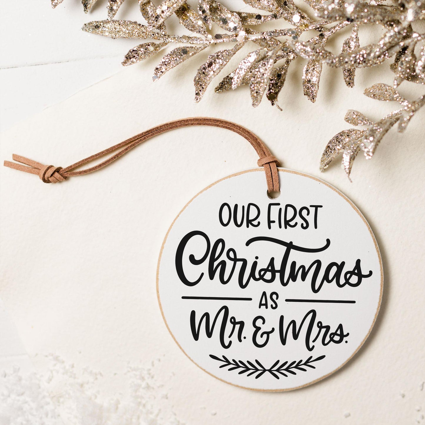 4" Round Ornament-Our First Christmas Mr & Mrs