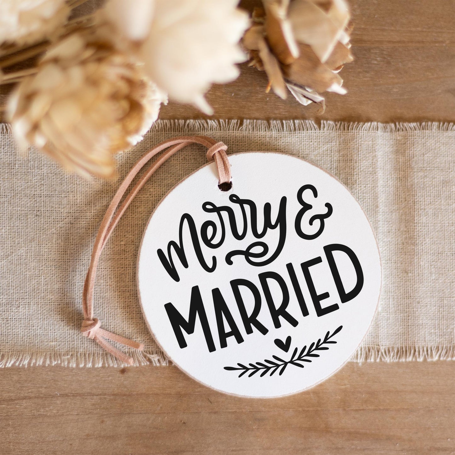 4" Round Ornament-Merry & Married