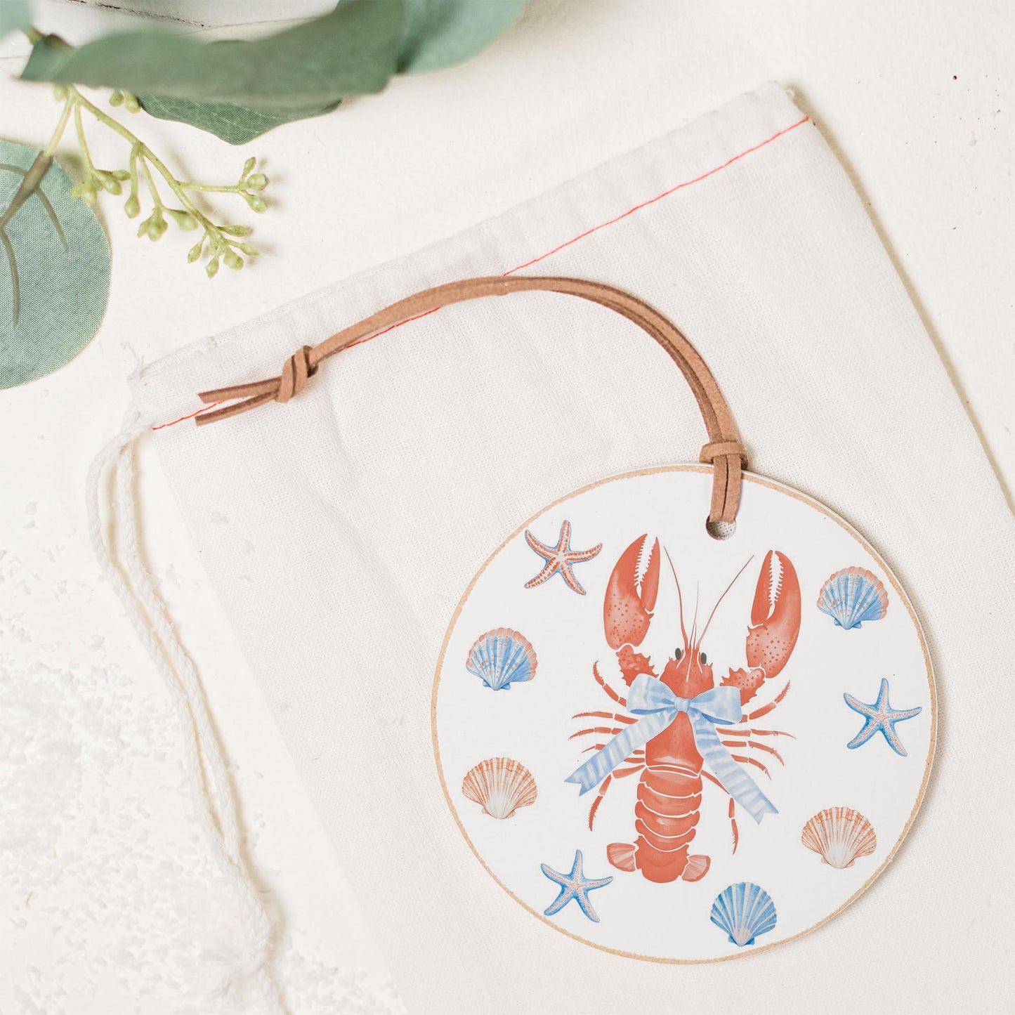 4" Round Ornament-New England Tides Lobster -1