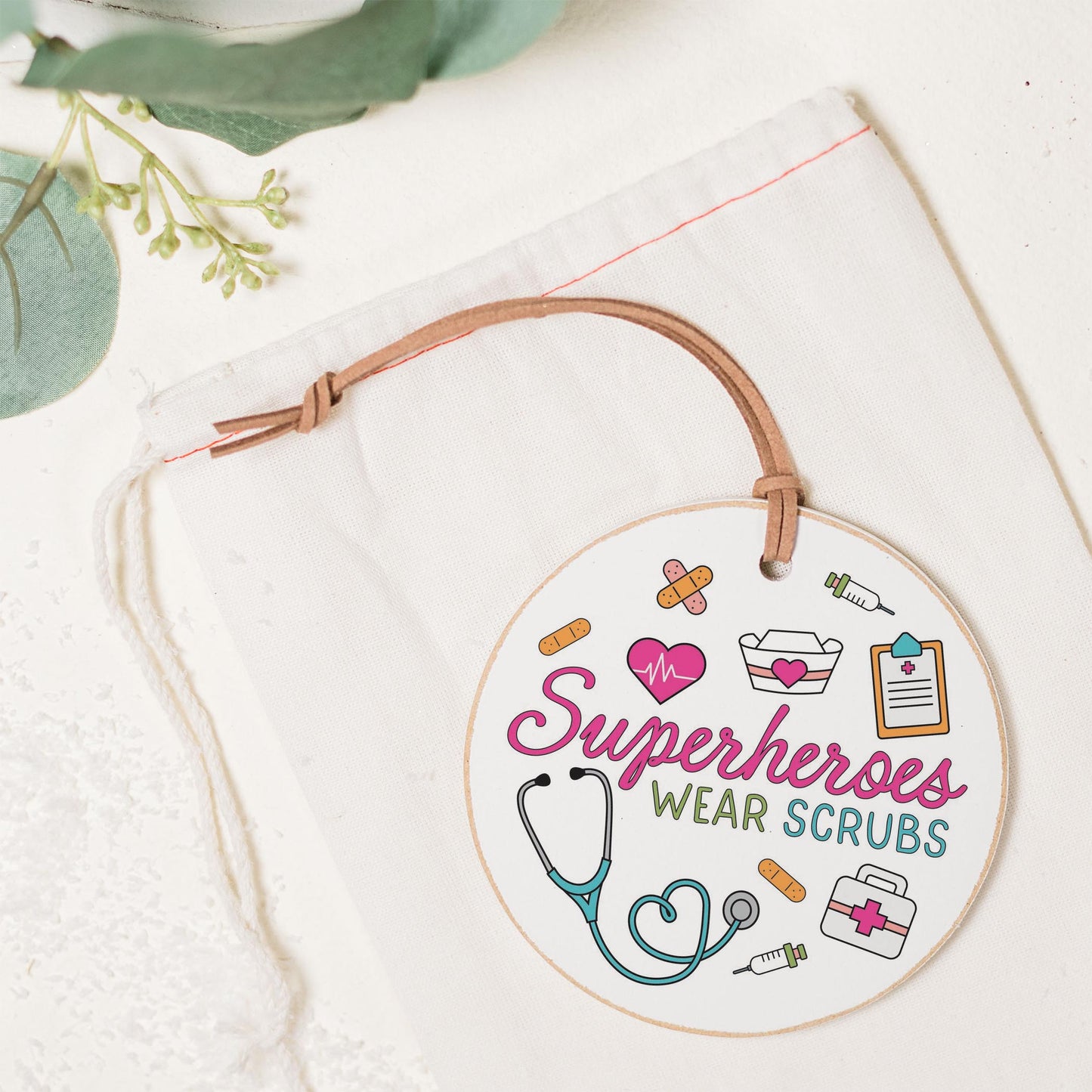 4" Round Ornament-Superheroes Wear Scrubs