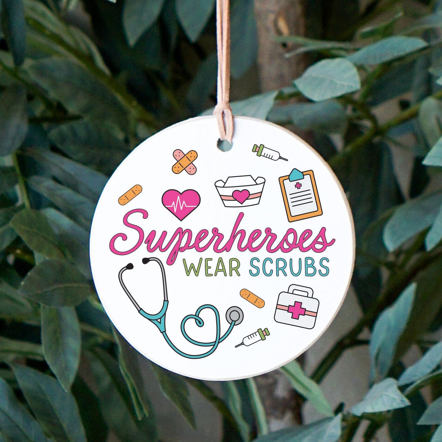 4" Round Ornament-Superheroes Wear Scrubs