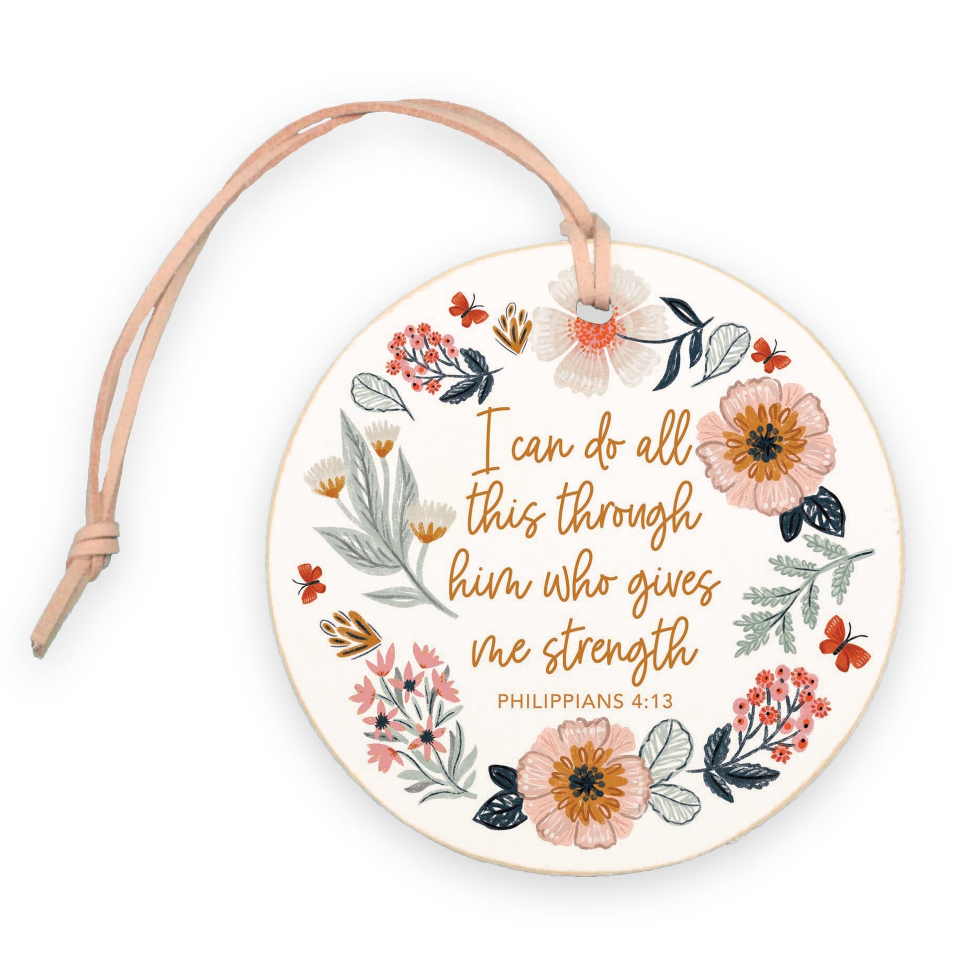 4" Round Ornament-Pretty Things Floral Faith Gives Me Strength -0