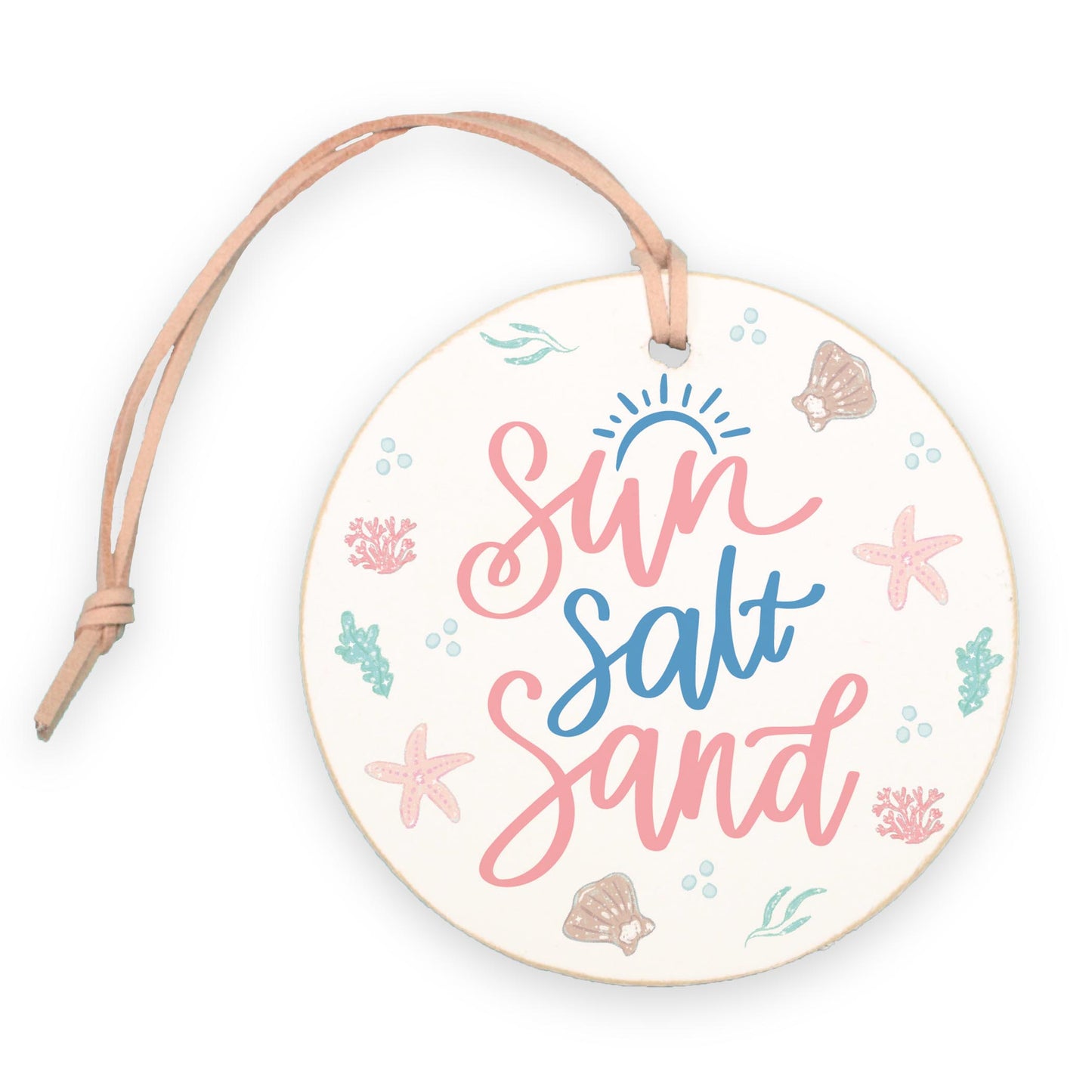4" Round Ornament-Coastal Sea Turtles Sun Salt Sand