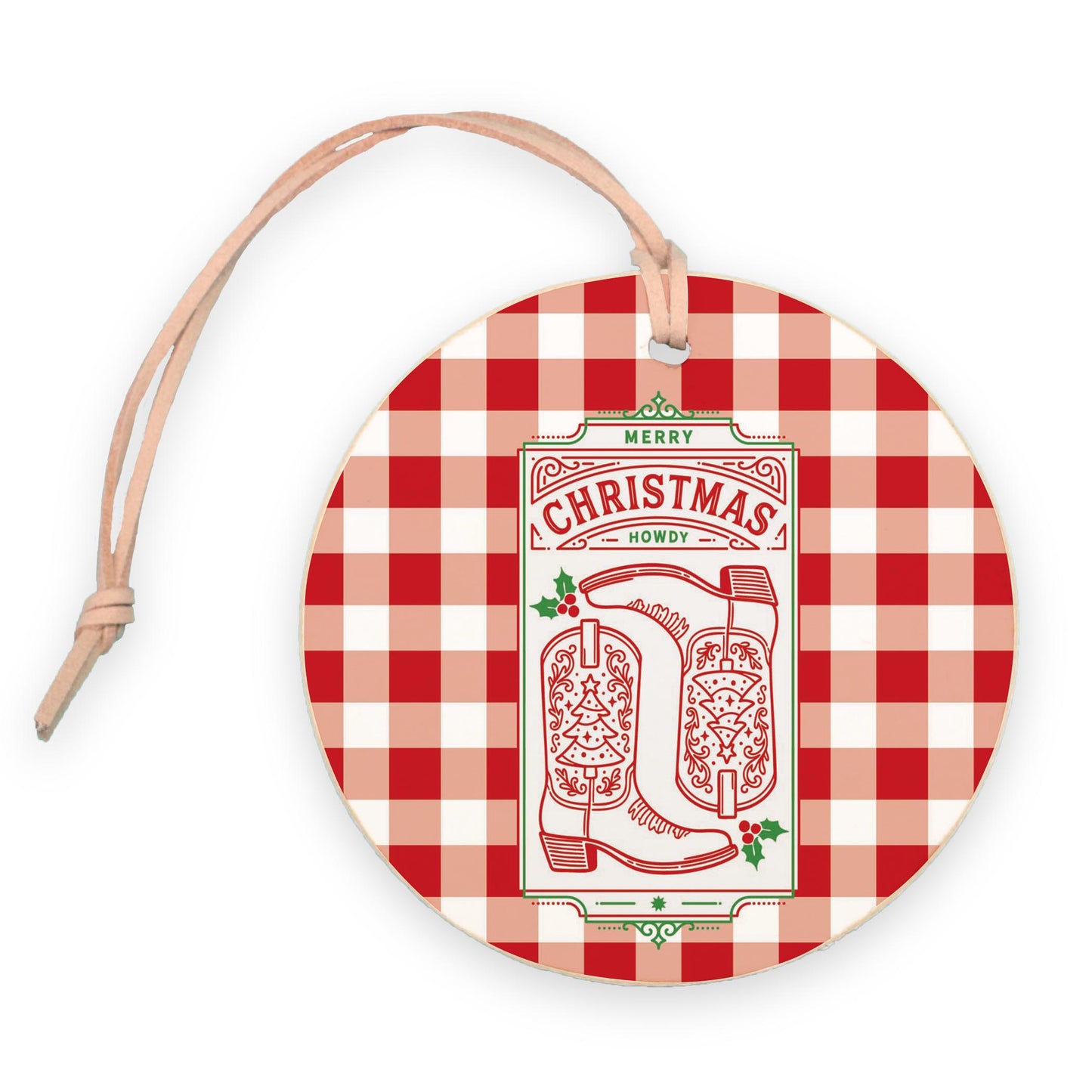 4" Round Ornament-Western Christmas -0