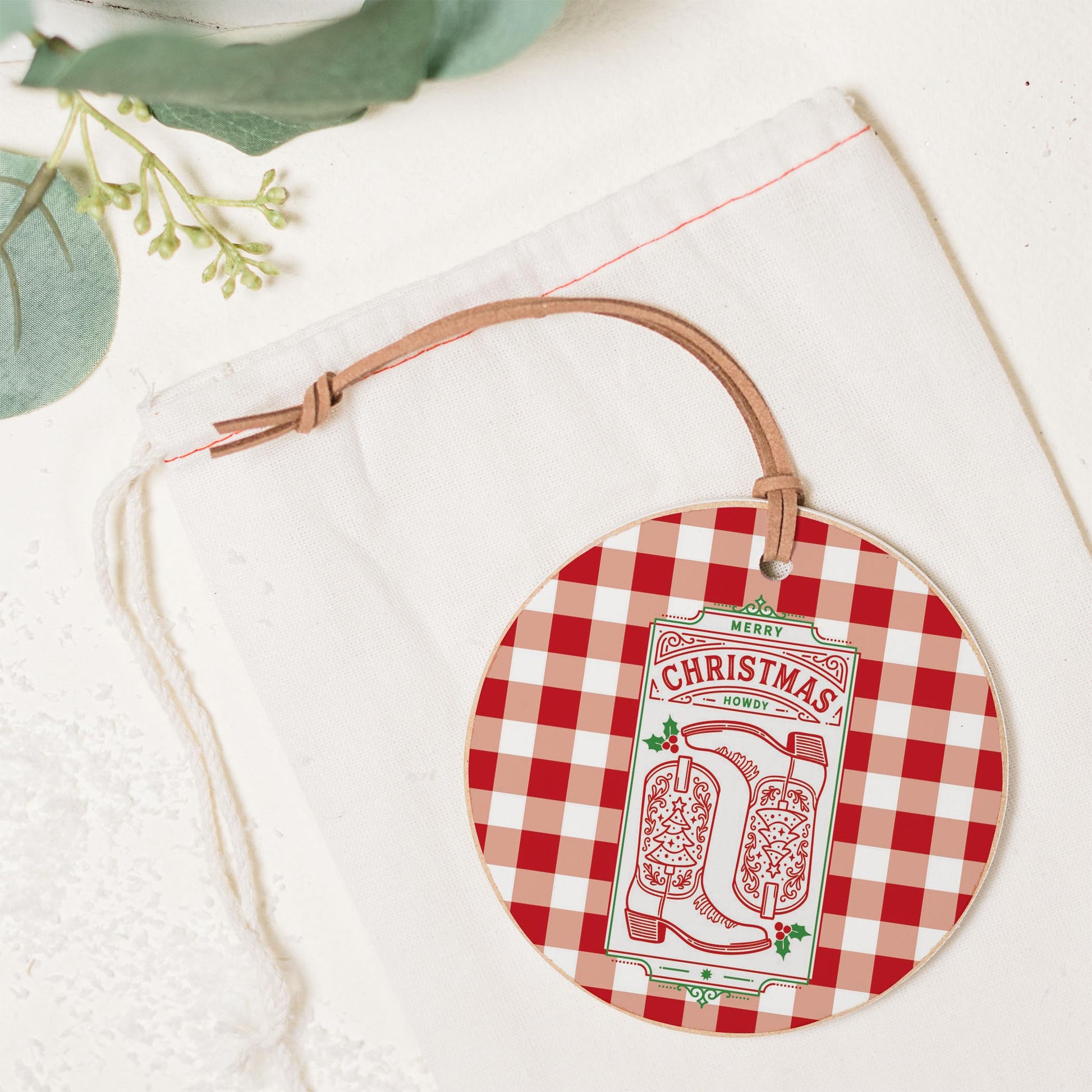4" Round Ornament-Western Christmas -1