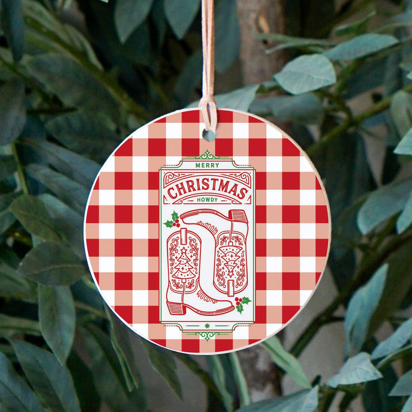 4" Round Ornament-Western Christmas -2