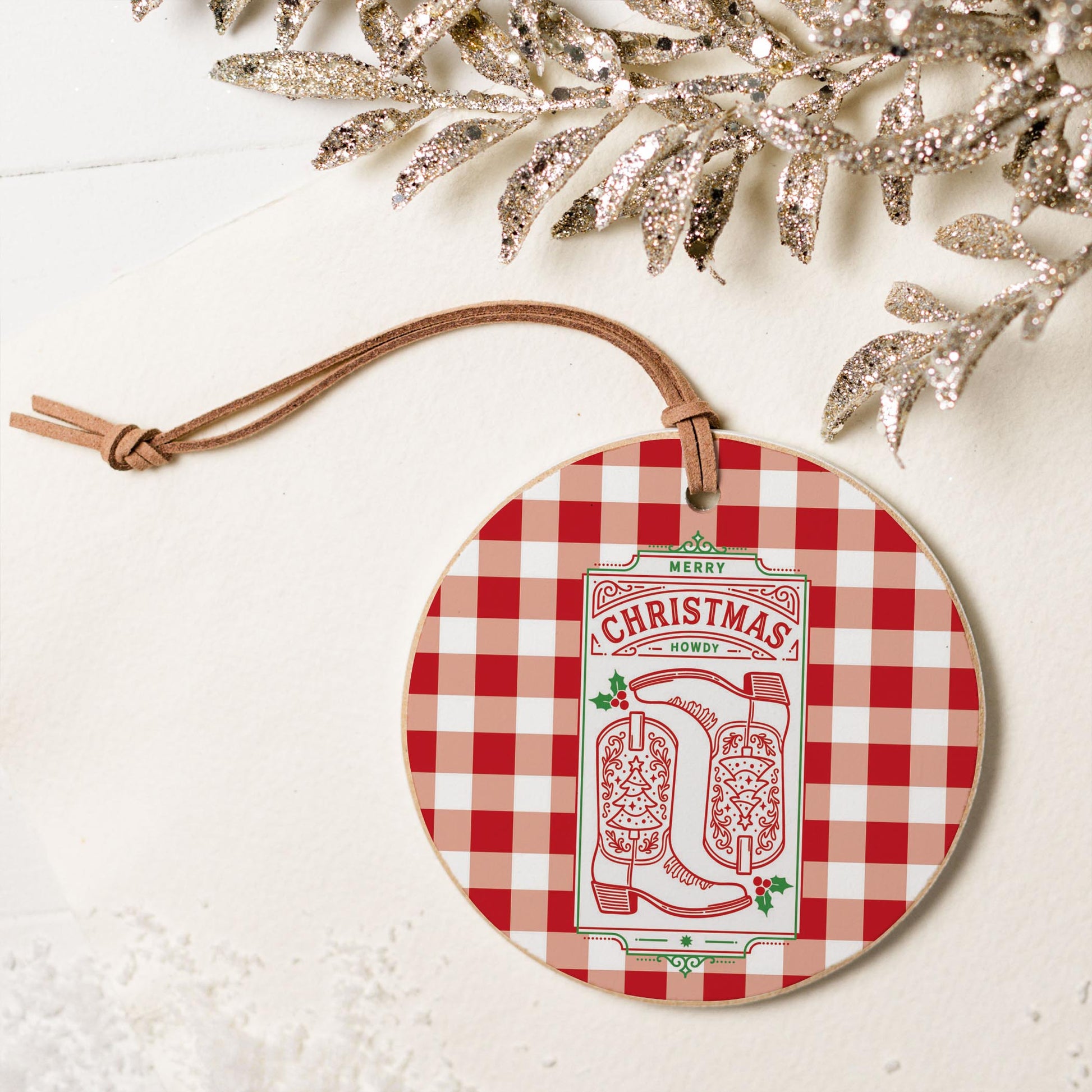 4" Round Ornament-Western Christmas -5