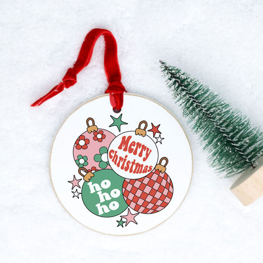 4in Wooden Ornament - Retro Christmas Ornaments