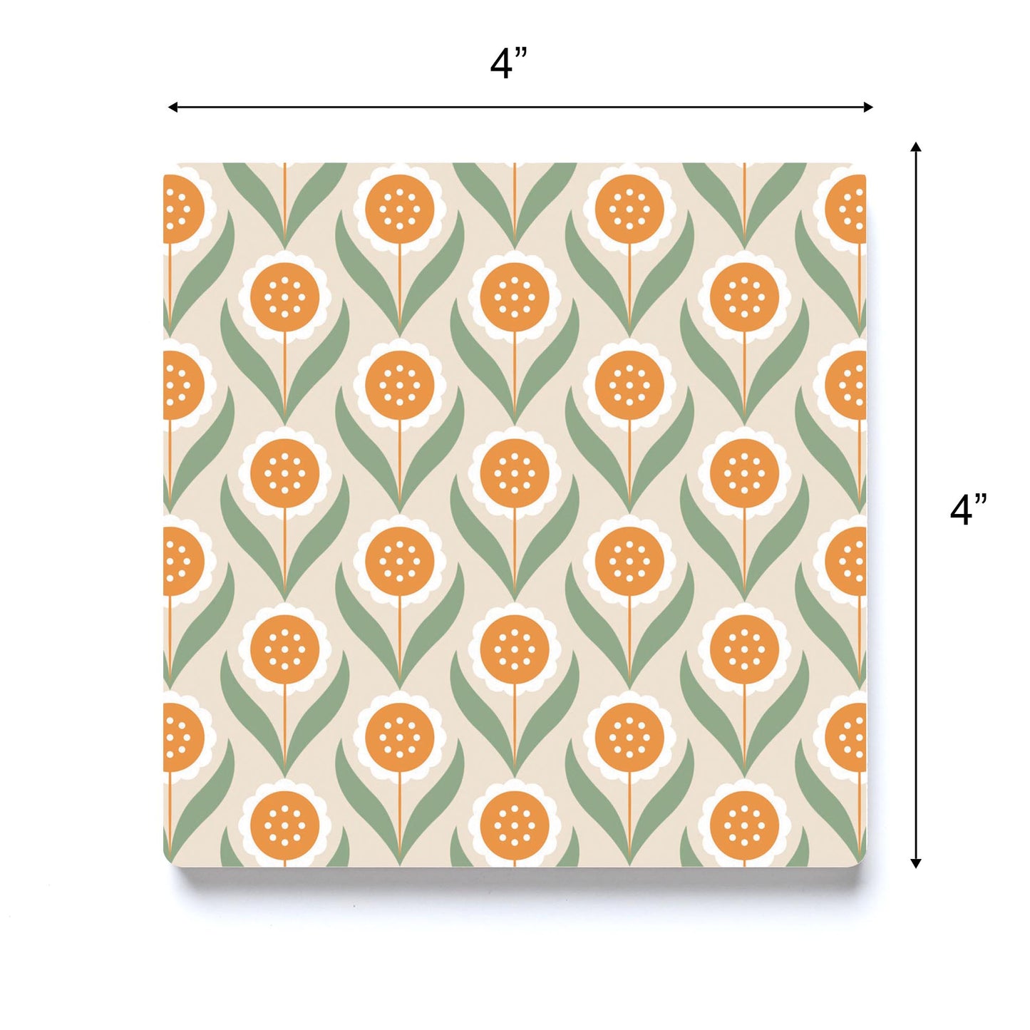 Ceramic Square Coaster-Groovy Flower Pattern 1 -3