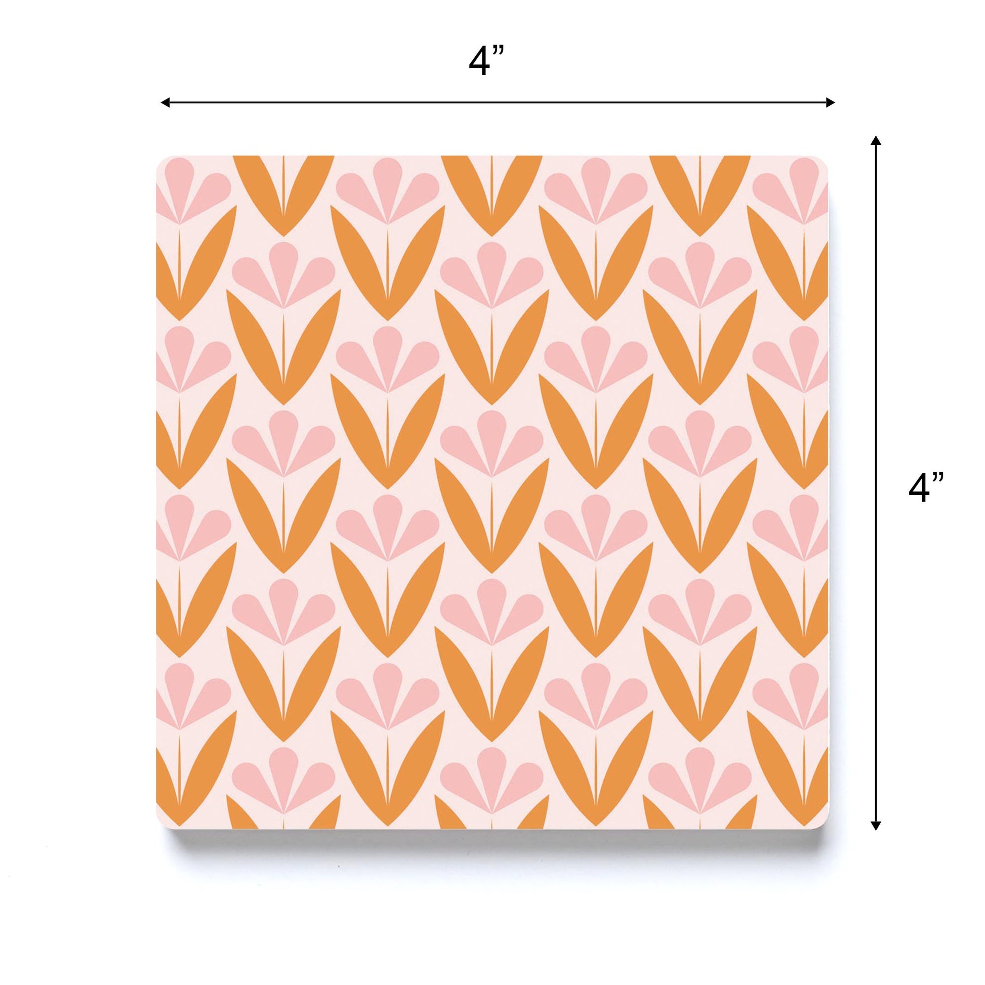 Ceramic Square Coaster-Groovy Flower Pattern 3 -3