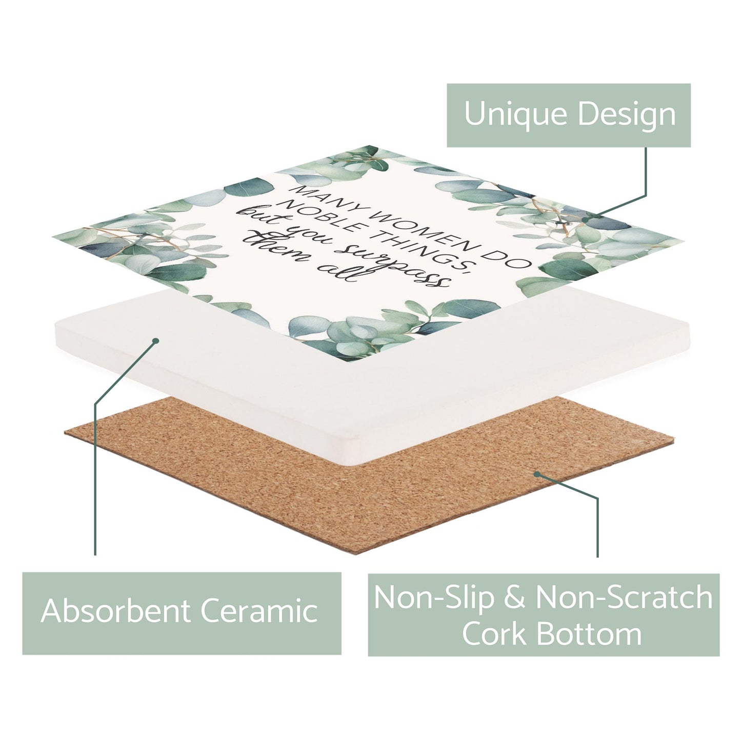 Ceramic Square Coaster-You Surpass Them All -2