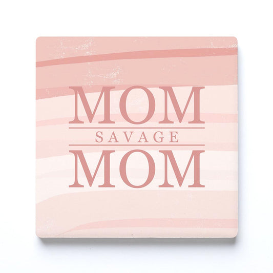 Ceramic Square Coaster-Mom Savage Mom -0