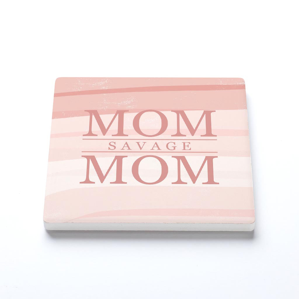 Ceramic Square Coaster-Mom Savage Mom -1