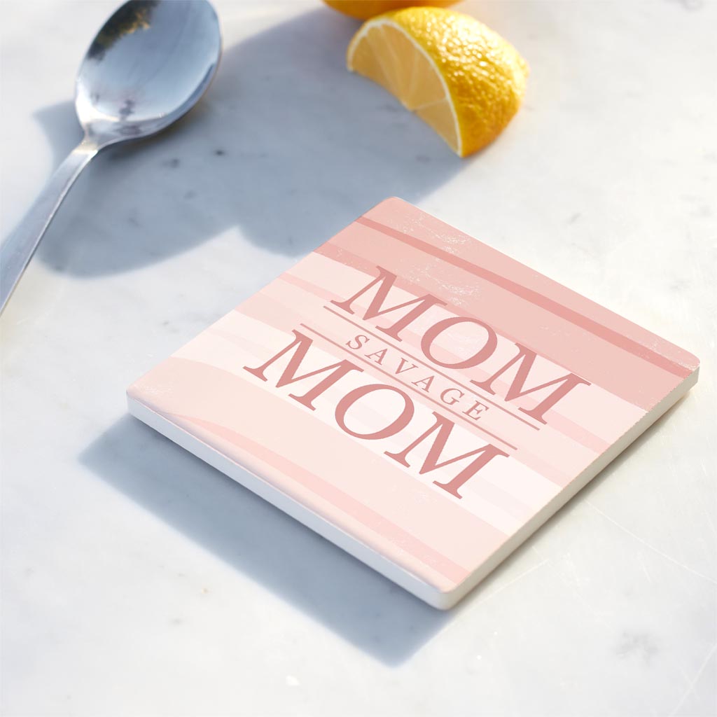 Ceramic Square Coaster-Mom Savage Mom -4