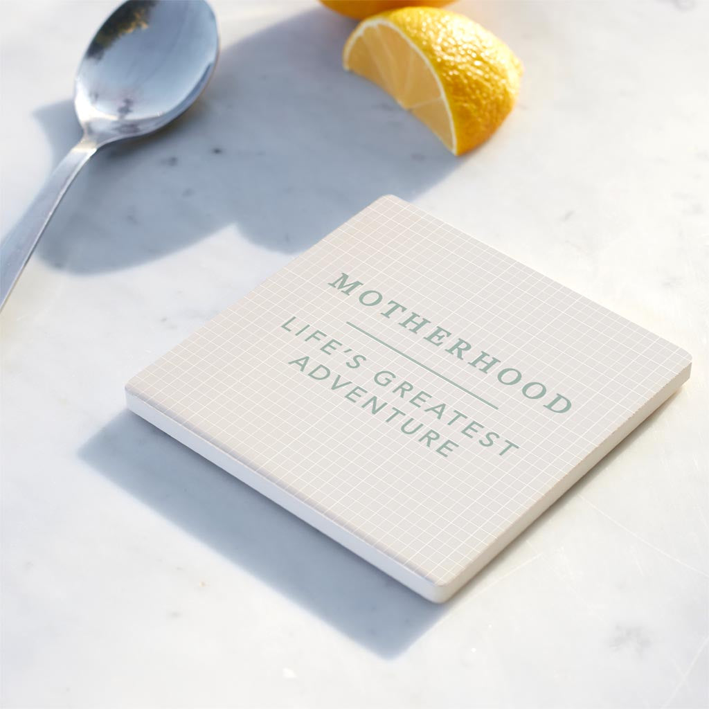 Ceramic Square Coaster-Motherhood Life's Greatest Adventure -4