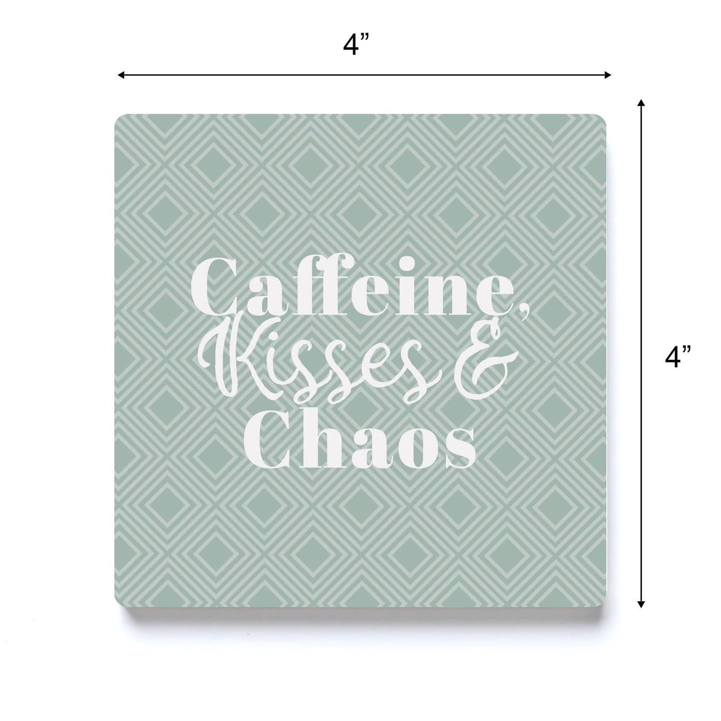 Ceramic Square Coaster-Caffeine Kisses & Chaos -3