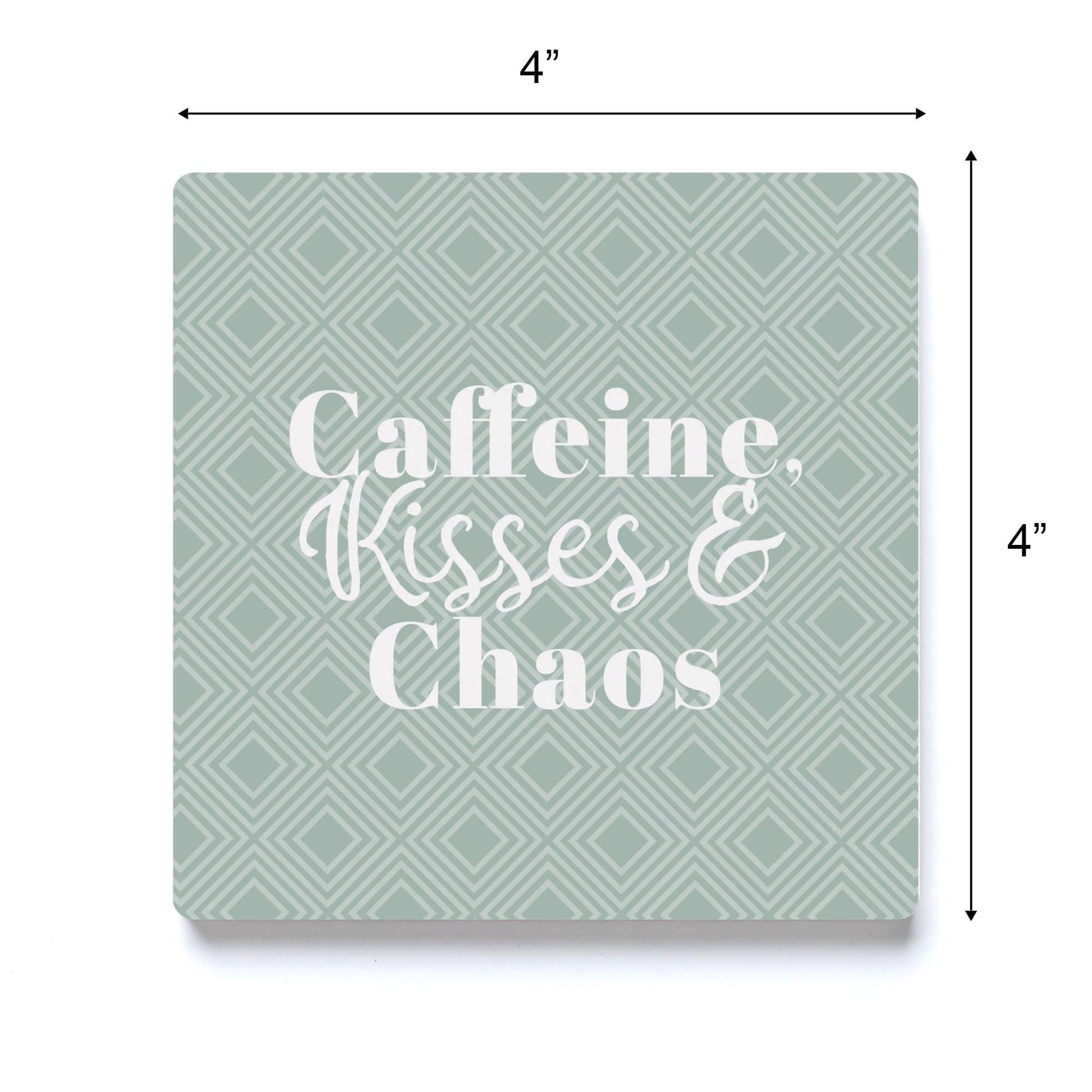 Ceramic Square Coaster-Caffeine Kisses & Chaos -3