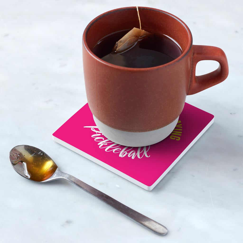 Ceramic Square Coaster-I'd Rather Be Playing Pickleball -5