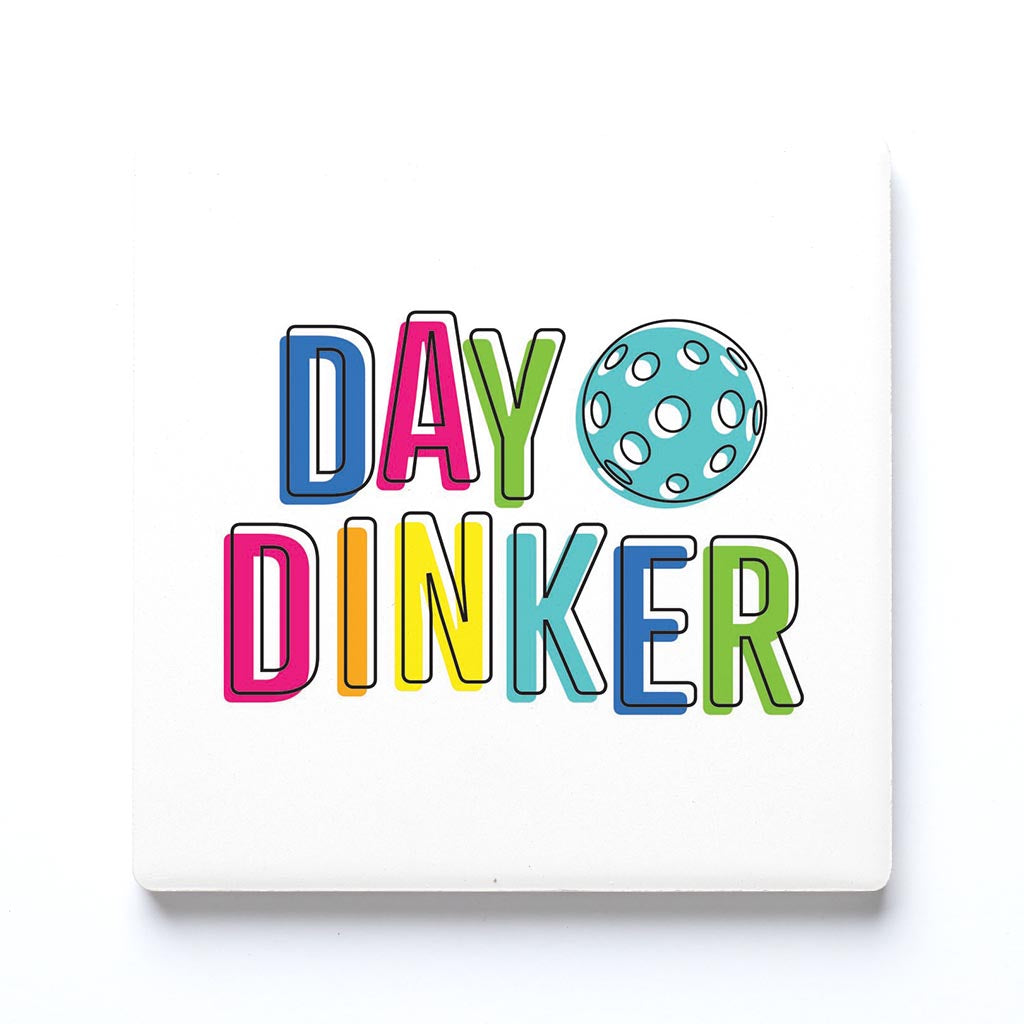 Ceramic Square Coaster-Day Dinker Colorful -0