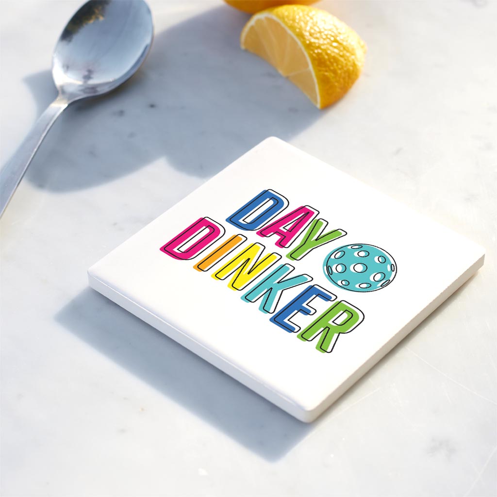 Ceramic Square Coaster-Day Dinker Colorful -4
