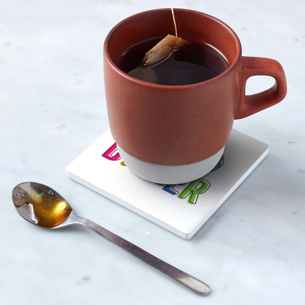 Ceramic Square Coaster-Day Dinker Colorful -5