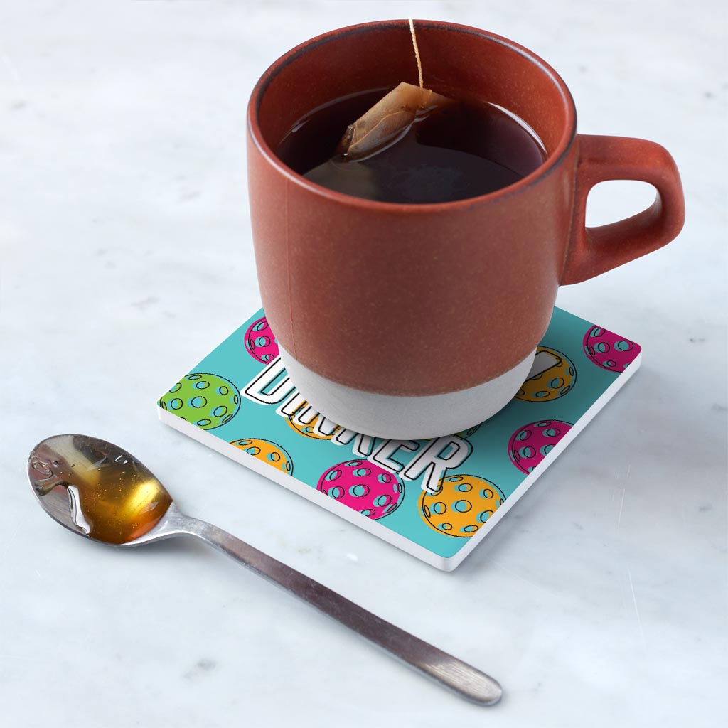 Ceramic Square Coaster-Day Dinker Blue -5