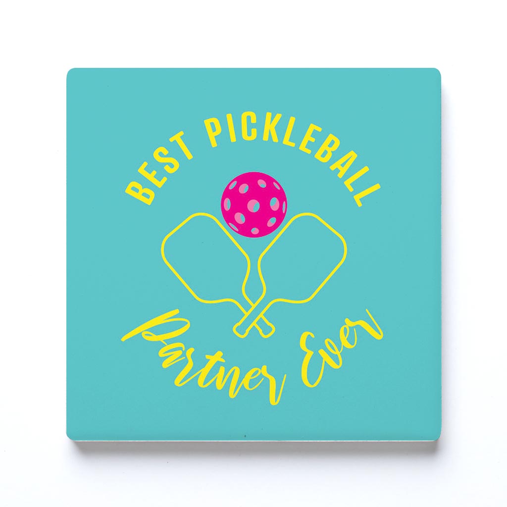 Ceramic Square Coaster-Best Pickleball Partner Ever -0