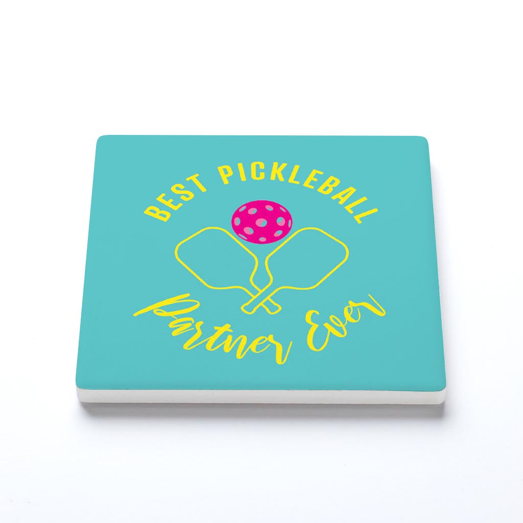 Ceramic Square Coaster-Best Pickleball Partner Ever -1
