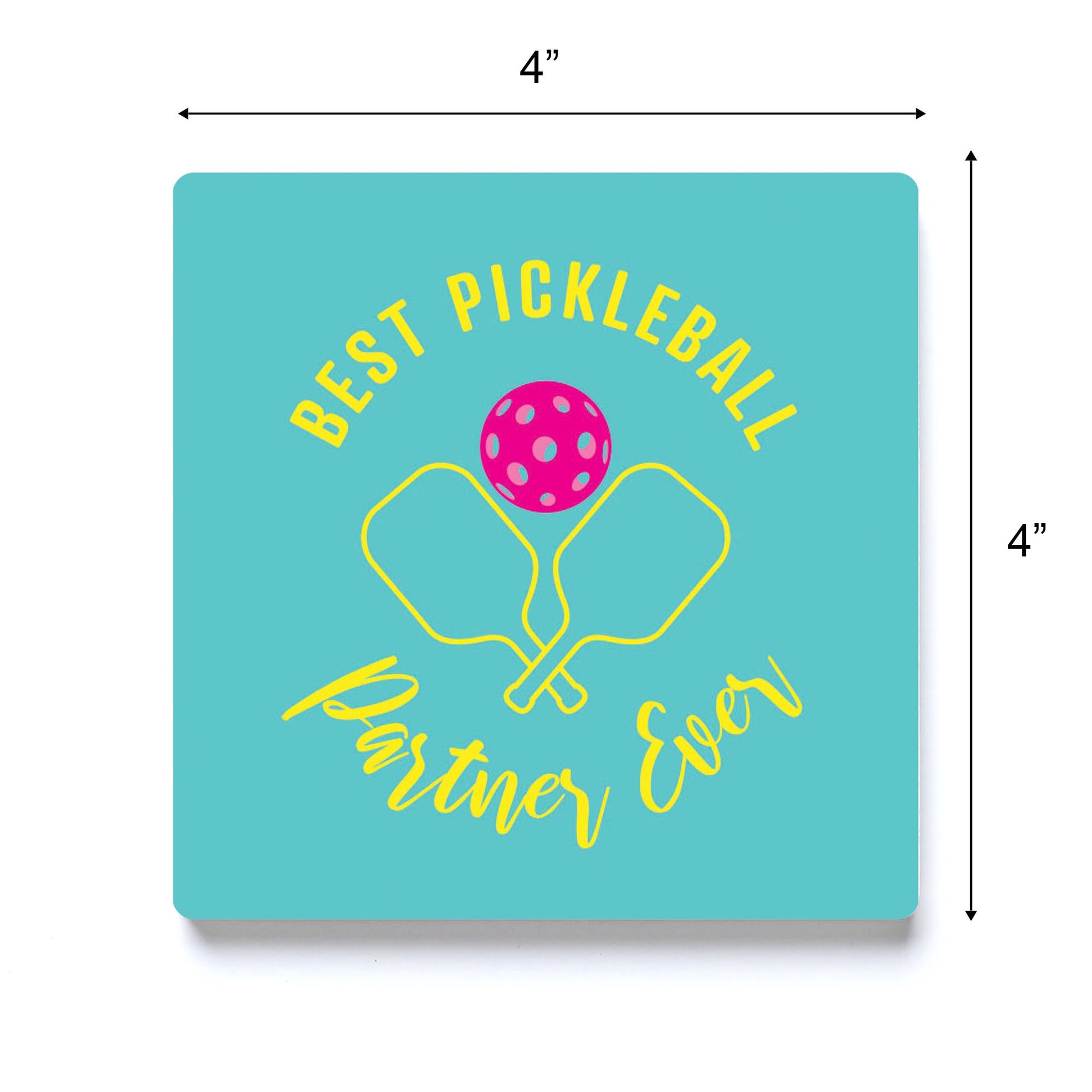 Ceramic Square Coaster-Best Pickleball Partner Ever -3