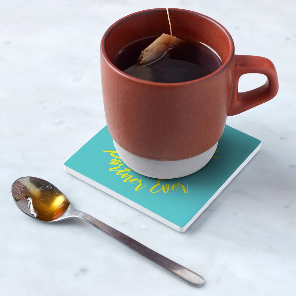 Ceramic Square Coaster-Best Pickleball Partner Ever -5
