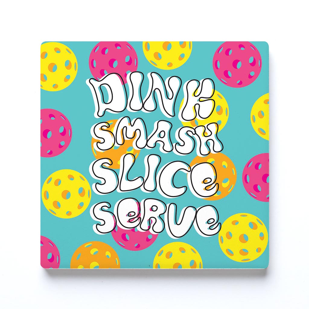 Ceramic Square Coaster-Dink Smash Slice Serve -0