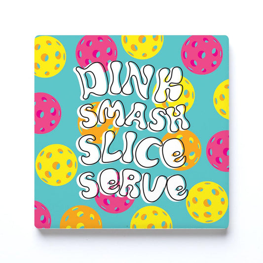 Ceramic Square Coaster-Dink Smash Slice Serve -0