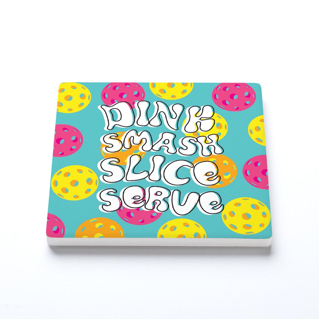 Ceramic Square Coaster-Dink Smash Slice Serve -1